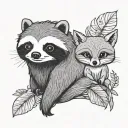 cute sloth and a fox tattoo design idea
