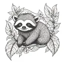 cute sloth and a fox tattoo design idea