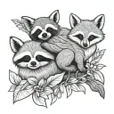 cute sloth and a fox tattoo design idea