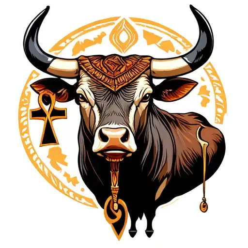 bull with an ankh as a nose piercing  tattoo design idea