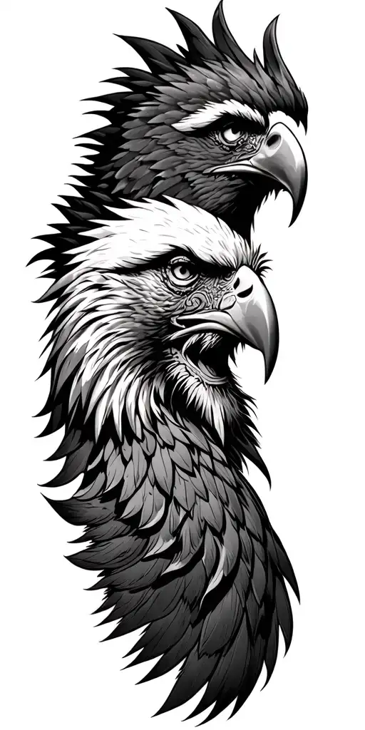 viking and eagle head tattoo design idea