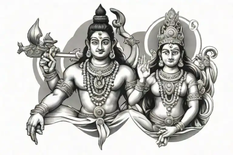 shiva Parvati tattoo tattoo design idea
