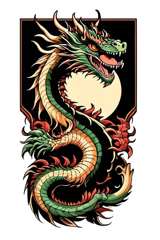 american traditional dragon  tattoo design idea