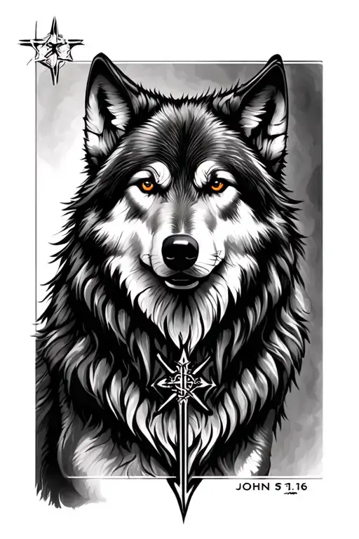 John 3:16 wolf tattoo design idea