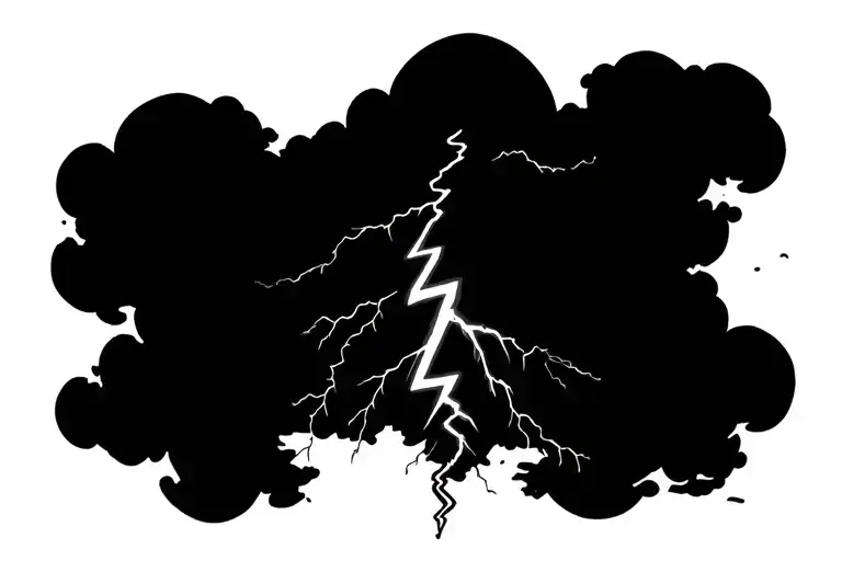 Cloud and lightning bolt striking tattoo design idea