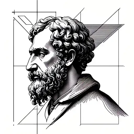 Geometric portrait of Aristotle tattoo design idea
