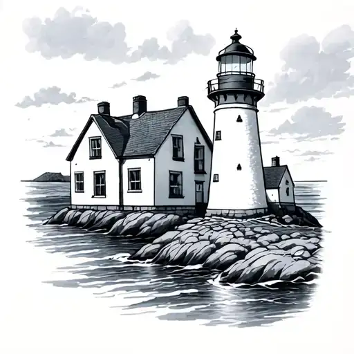 small line tattoo Gwithian lighthouse, Cornwall tattoo design idea