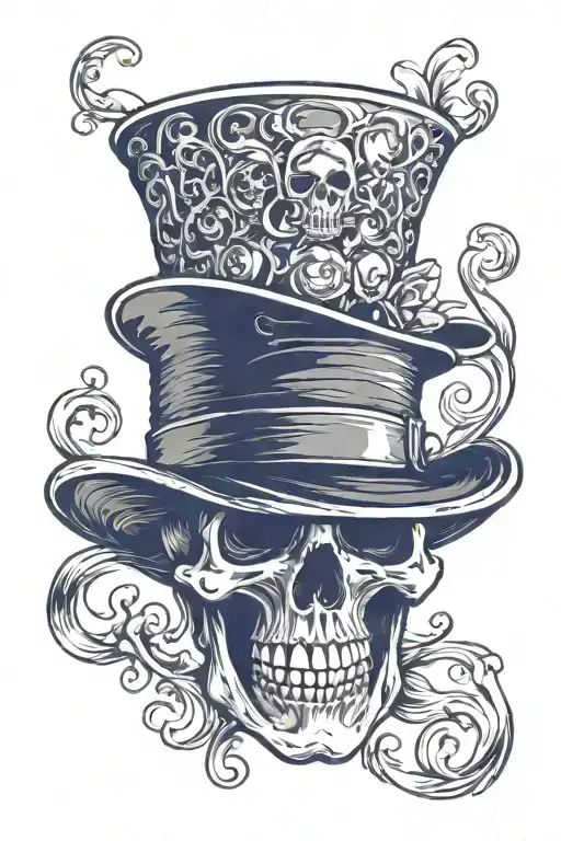 skull with a derby hat  tattoo design idea