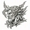 Zeus with lightning bolt tattoo design idea