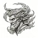 Zeus with lightning bolt tattoo design idea