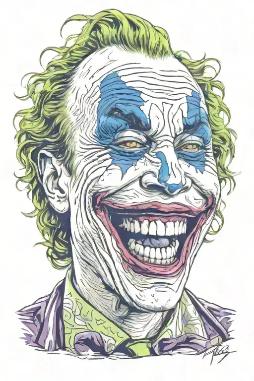 heath ledger joker laughing tattoo design idea