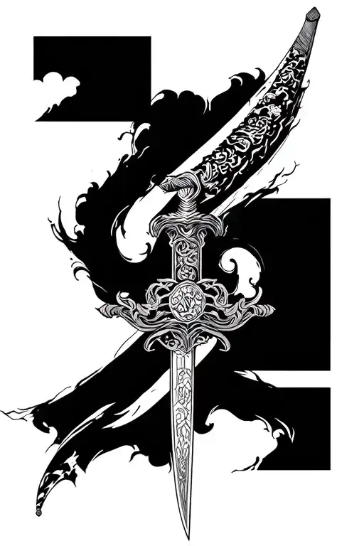 Oriental Samura Sword tattoo design idea