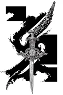 Oriental Samura Sword tattoo design idea