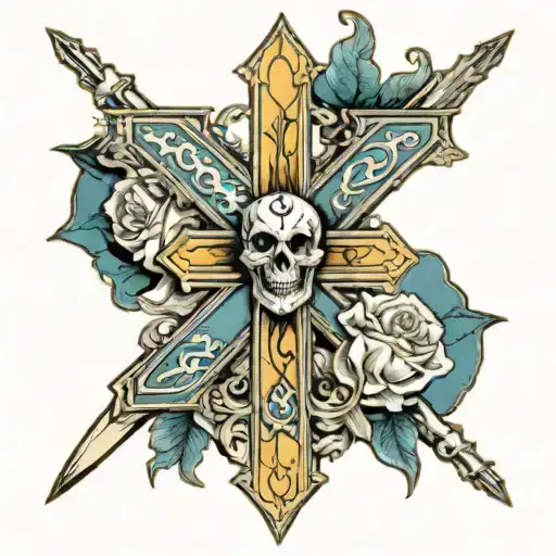 cross tarot motley crue tattoo design idea