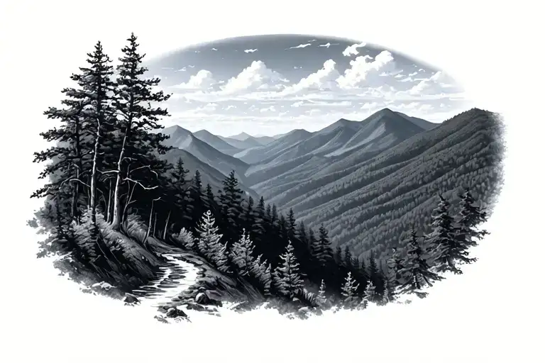 blue ridge mountains in north carolina tattoo design idea