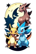 Lugio, Charizard, Mewtwo, Sylveon, Umbreon Shiny in a Moon tattoo design idea