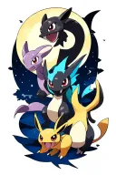 Lugio, Charizard, Mewtwo, Sylveon, Umbreon Shiny in a Moon tattoo design idea