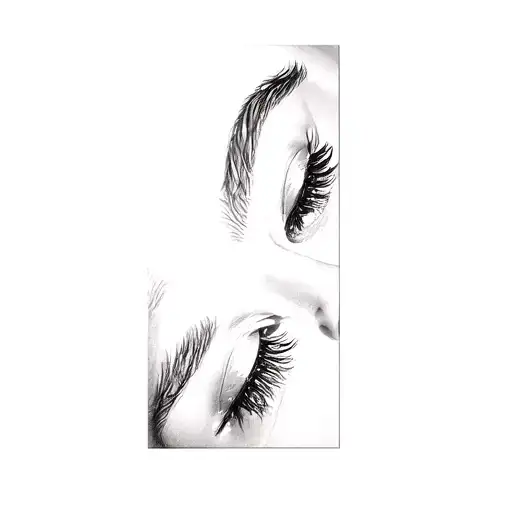 a woman's eyelashes tattoo design idea
