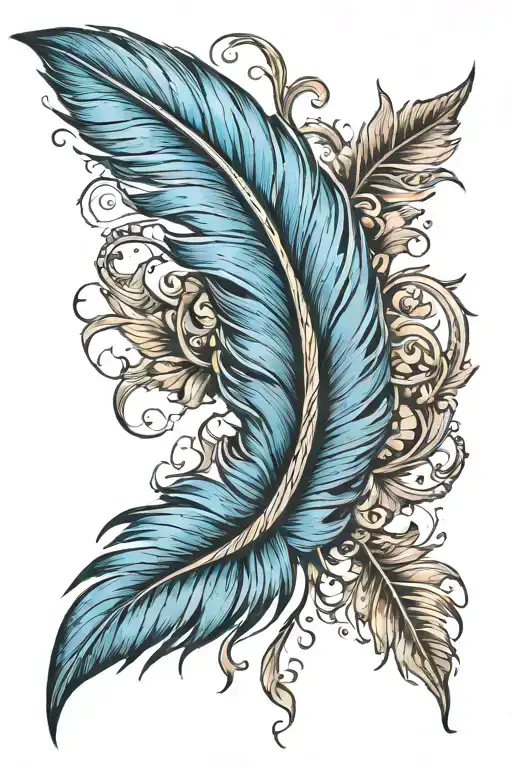 blue feather  tattoo design idea