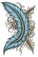 blue feather  tattoo design idea