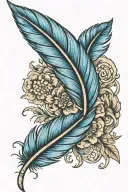 blue feather  tattoo design idea