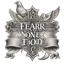 cross with light rays and dove  saying fear none trust God tattoo design idea