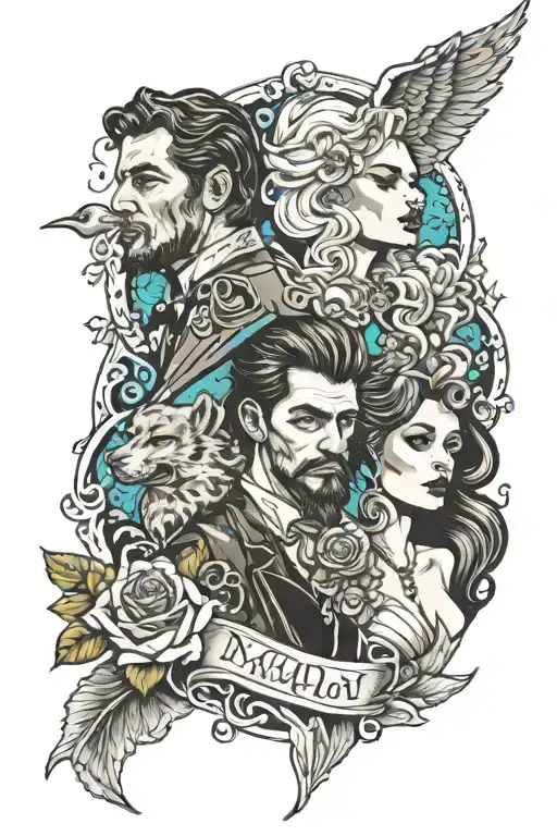 right forearm: Landry Martin, Elias Winfield, Walter Hilan. left forearm: Sybil Charlene, Effie Prudence. text only tattoo design idea