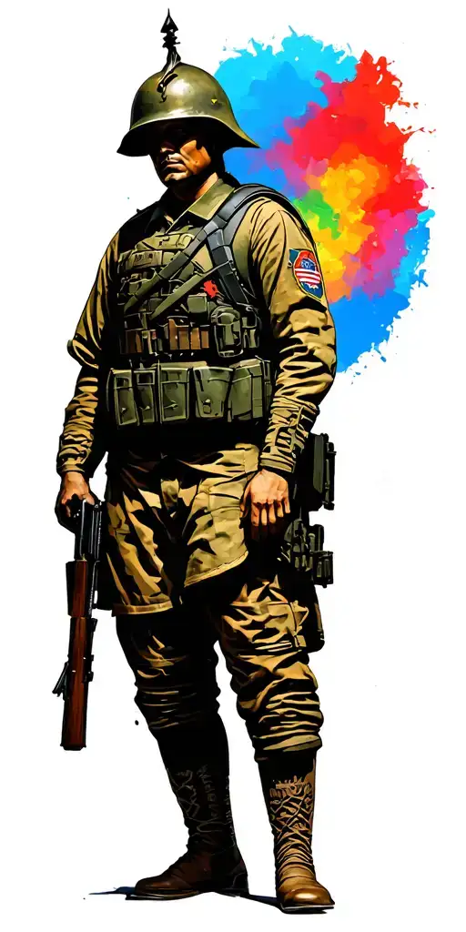 civilain turns in to Soldier silhouette, tattoo design idea