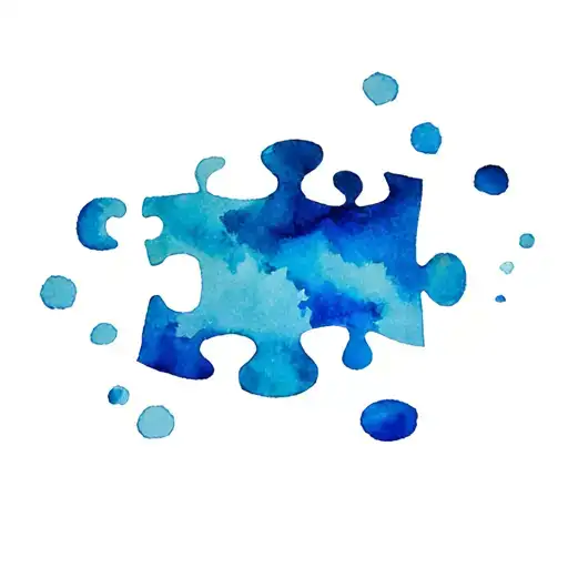 puzzle pieces forming hypnotherapy full arm, no letters. Just colorfull sunrise and sunset tattoo design idea