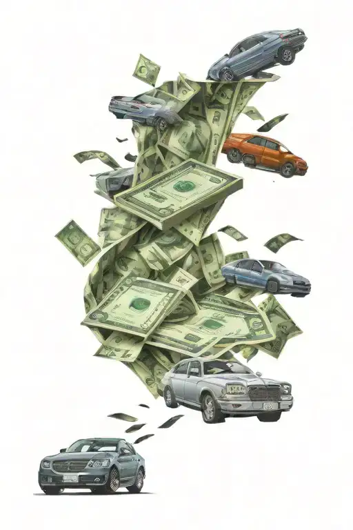 Washington DC, Cars, Money raining tattoo design idea