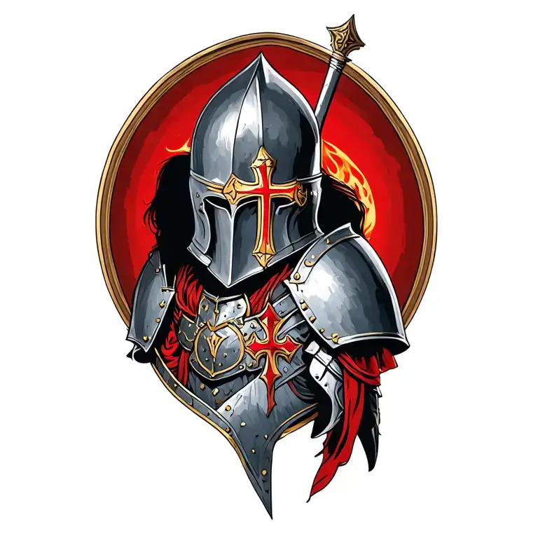 knights templar armour under shoulder skin opening tattoo design idea