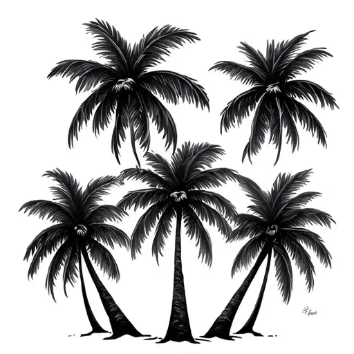 3 palm trees tattoo design idea