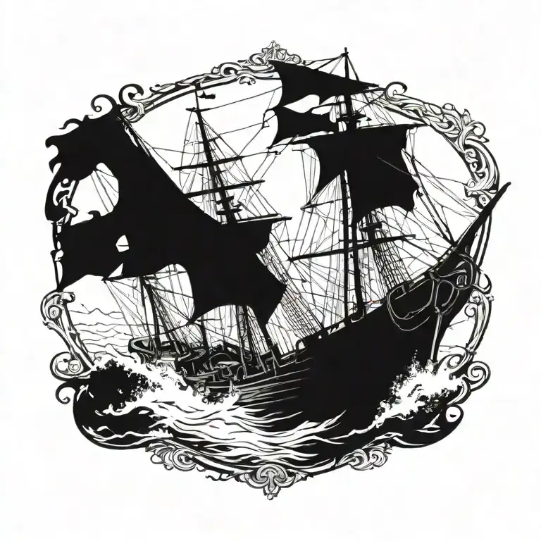 boat 18th century tattoo design idea