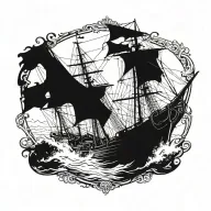 boat 18th century tattoo design idea