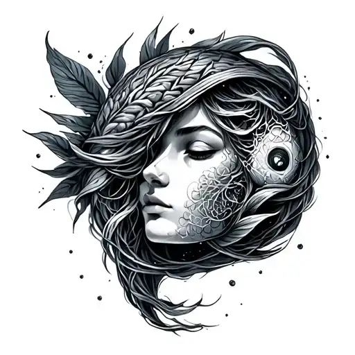 Aquarius on the cusp of Pisces zodiac sign tattoo design idea