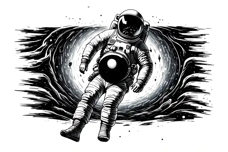 Astronaut falling into a black hole. tattoo design idea