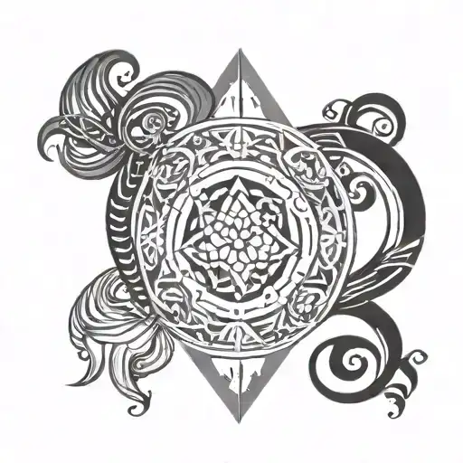 simple zodiac symbols for aquarius, virgo and gemini intertwined  tattoo design idea