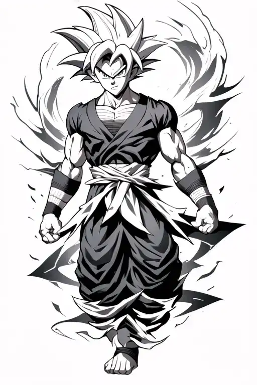 son goku ultra instinct form tattoo design idea
