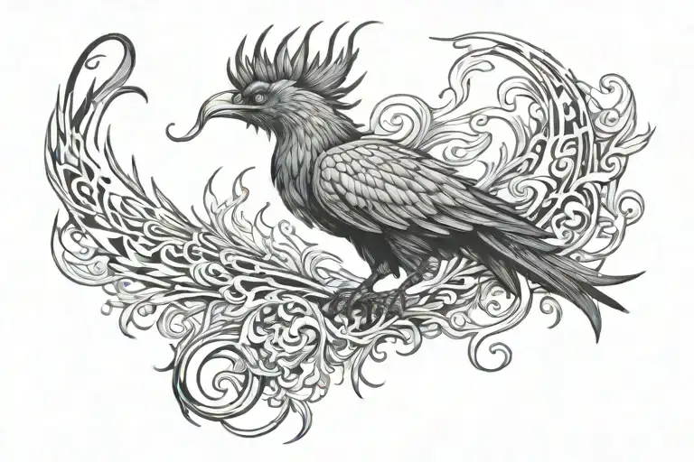 Phoenix burning bridge tattoo design idea