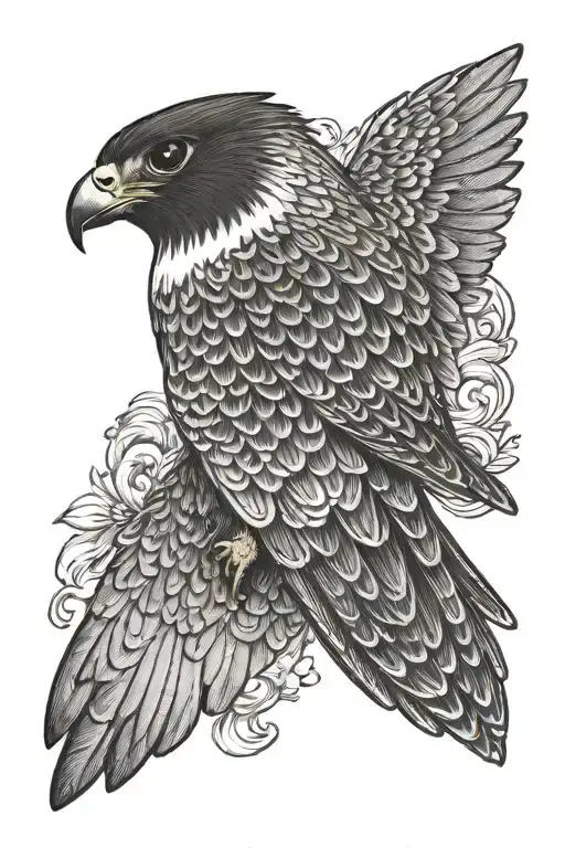 peregrine falcon diving tattoo design idea