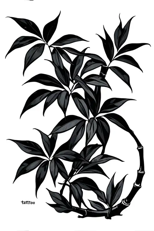 Japanese bamboo leaves tattoo design idea