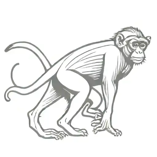 bali monkey running on two legs with his back to us tattoo design idea