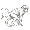 bali monkey running on two legs with his back to us tattoo design idea