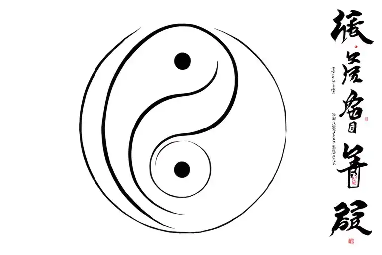 yin yang symbol with fortune favours the brave tattoo design idea
