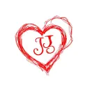red love heart with 2 J's in cursive  tattoo design idea