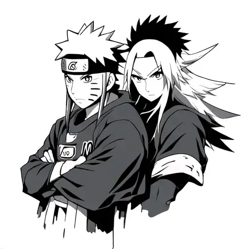 Anime character Naruto and Jiraiya tattoo design idea