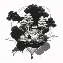floating island blackwork tattoo bold tattoo design idea