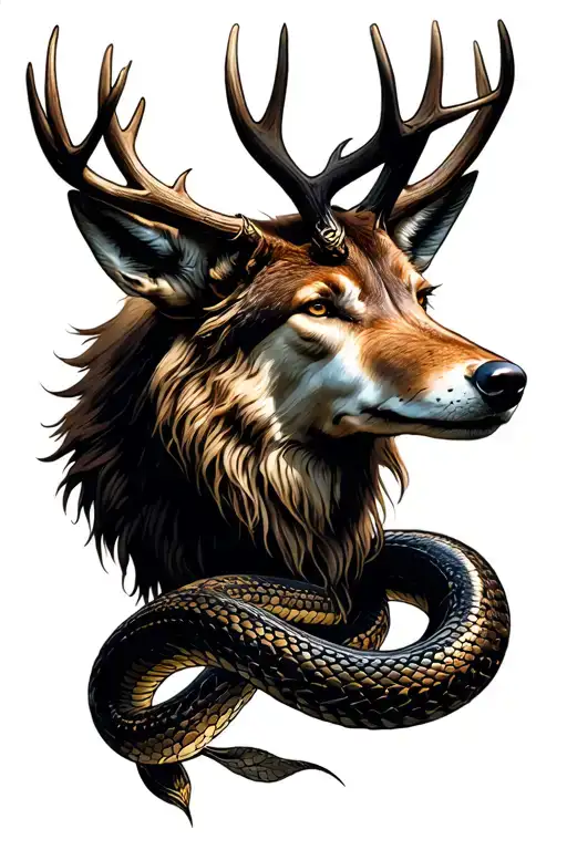 snake coiled wrist elk head with antlers rose greek god wolf tattoo design idea