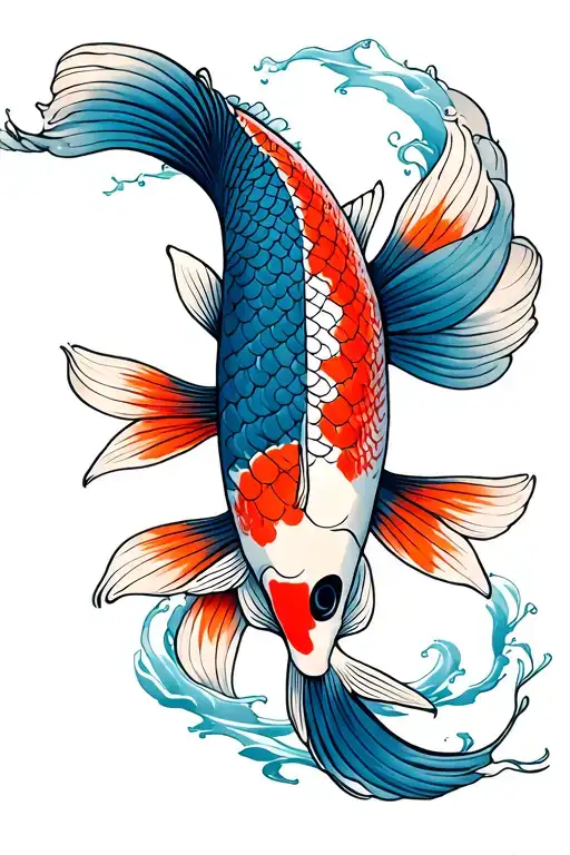 kabuki koi fish swimming tattoo design idea