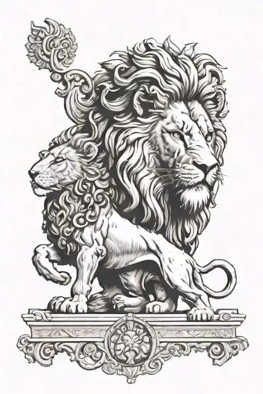lion and Greek god tattoo design idea